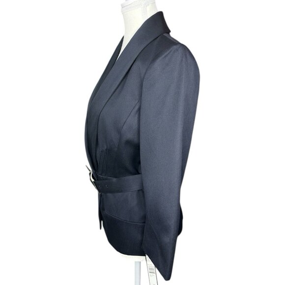 Tahari Women's NWT Admiral Navy Jocelyn Tencel Wool Belted Jacket 4/C35.25‎ - Picture 3 of 15